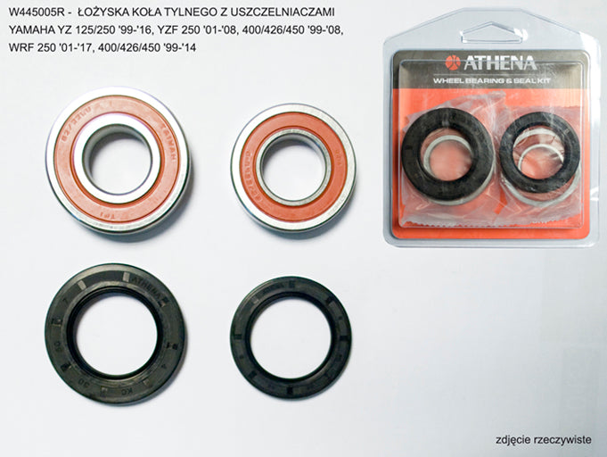 Rear wheel bearings With seals YAMAHA YZ 125/250 '99-'16, YZF 250 '01-'08, 400/426/450 '99-'08, WRF 250 '01-'17, 400/426/450 '99-'14, Athena