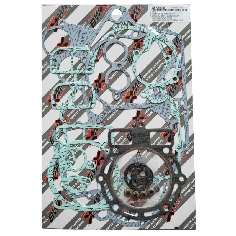 GASKET SET KTM MXC-G 450 '03-'04, SX 450 '03-'06, XC 450 '04-'07, SX 525 '03-'06, EXC 525 RACING '03-'07 (808318), Bearing WorX
