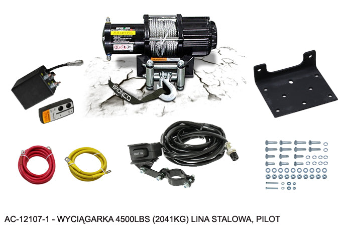 WINCH 4500LBS (2041KG) STEEL CABLE 5.5MM X 15.2M, REMOTE