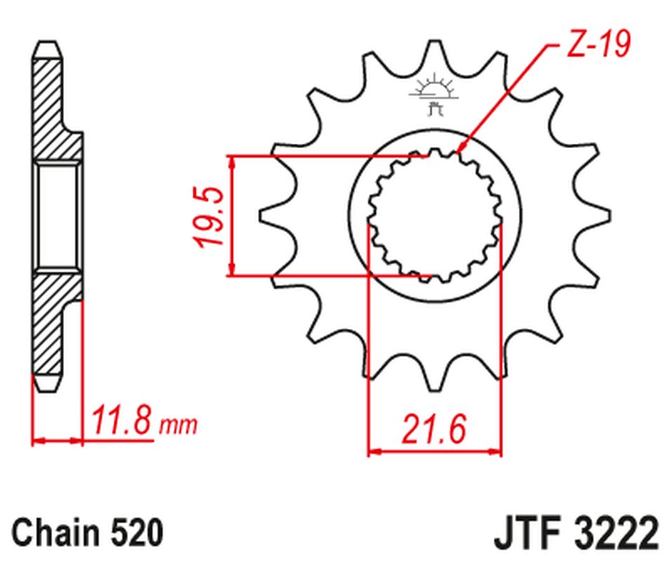 Front Sprocket 2180 12 POLARIS 250/300/350/400/425 '89-99' (218012JT) (Chain. 520), JT Sprockets