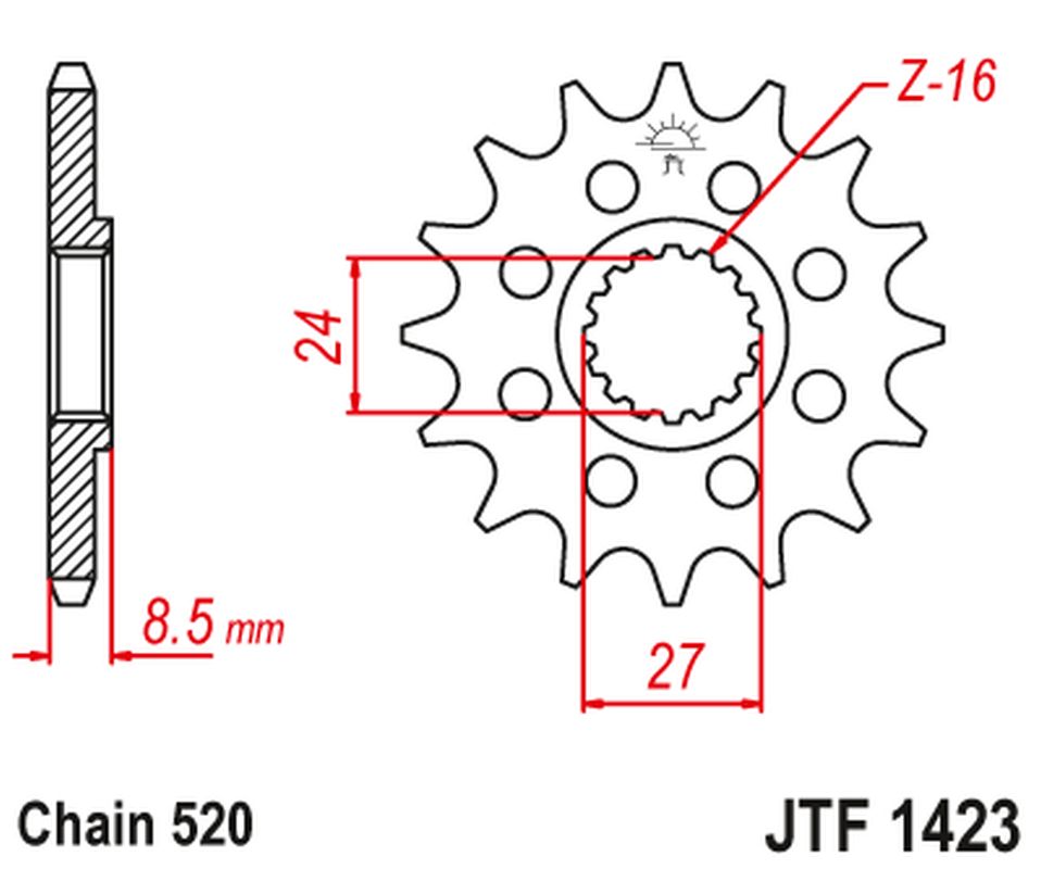 Front Sprocket 2192 15 SUZUKI GSXR 1000 '09-16' (219215JT) (Chain. 520) KONWERSJA, JT Sprockets