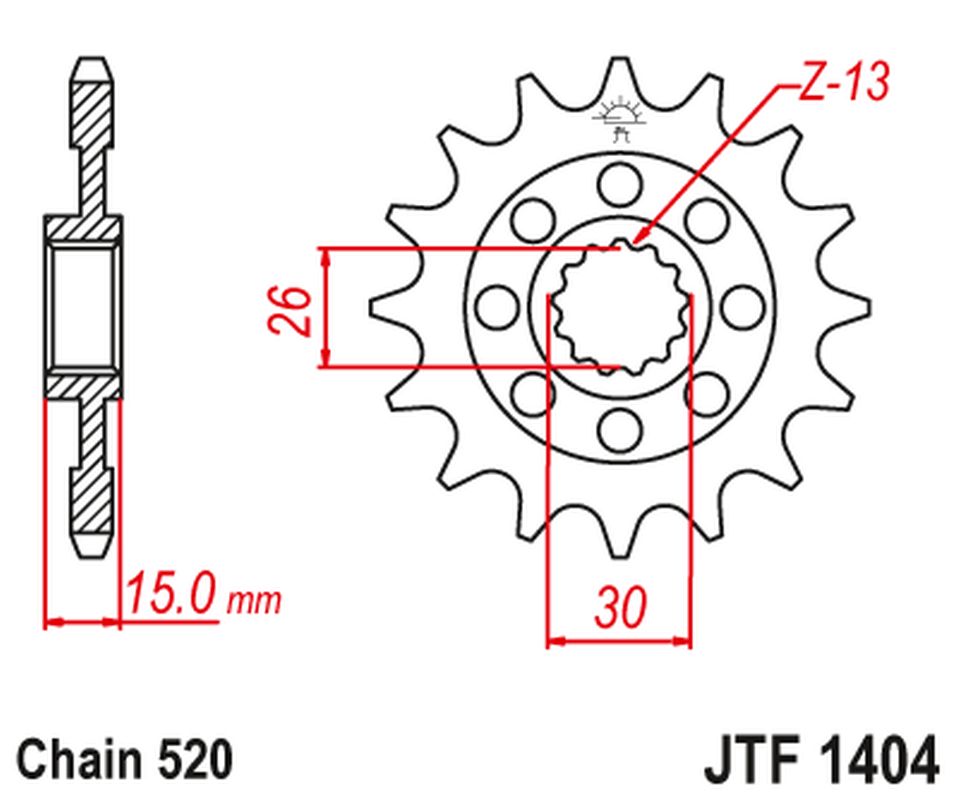 Front Sprocket 2199 15 BMW S1000 RR, '09-22', 1000 HP4 '13-15' (219915JT) (Chain. 520), JT Sprockets