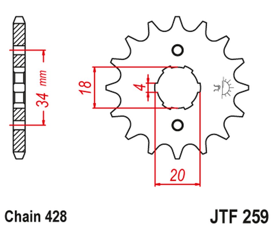 Front Sprocket 259 17 HONDA XL 125, NX 125 (25917JT) (Chain. 428), JT Sprockets