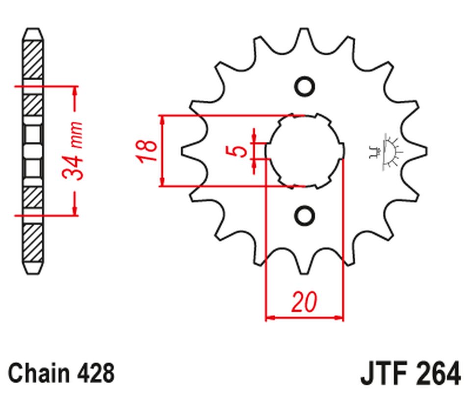Front Sprocket 264 17 KYMCO HIPSTER, STRYKER, ZING (26417JT) (Chain. 428), JT Sprockets