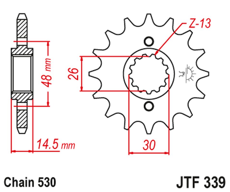 Front Sprocket 339 15 HONDA VFR 750 86-87, CBX 750F 84-86, VFR 800 '02-'14 (33915JT) (Chain. 530), JT Sprockets