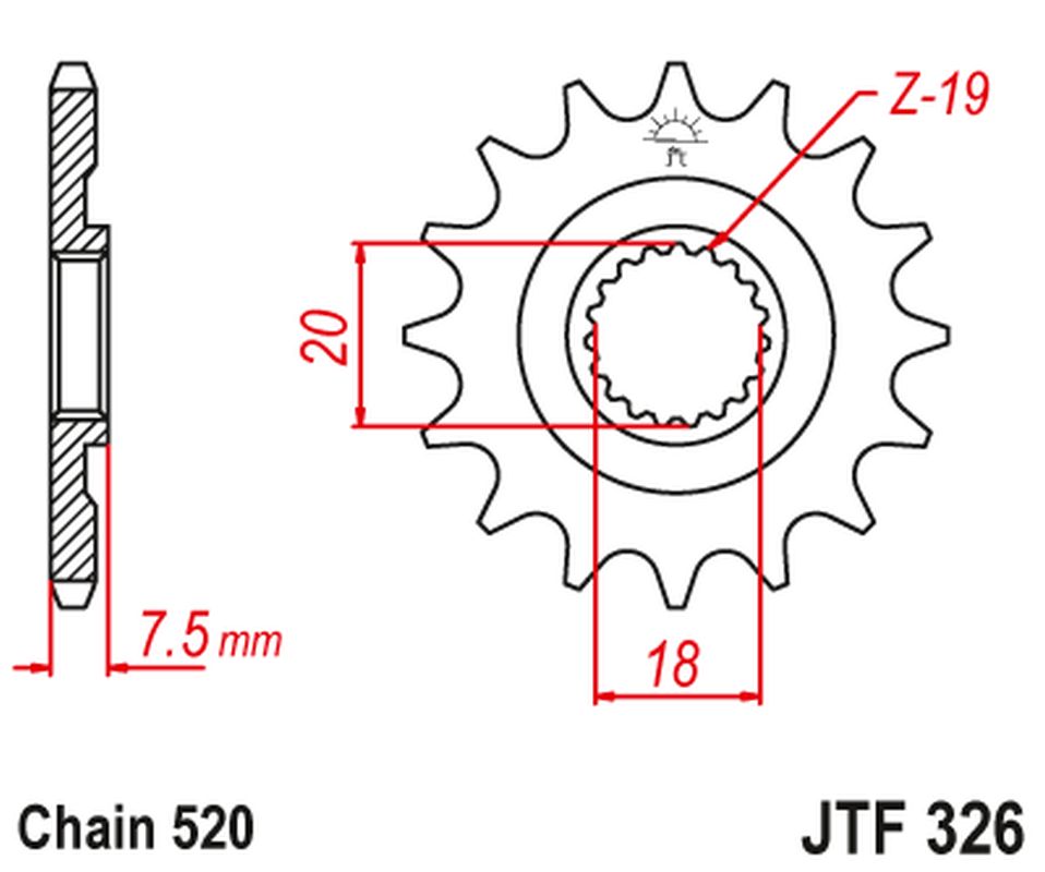Front Sprocket 340 12 HONDA CR 125 '87-'03 (34012JT) (Chain. 520), JT Sprockets