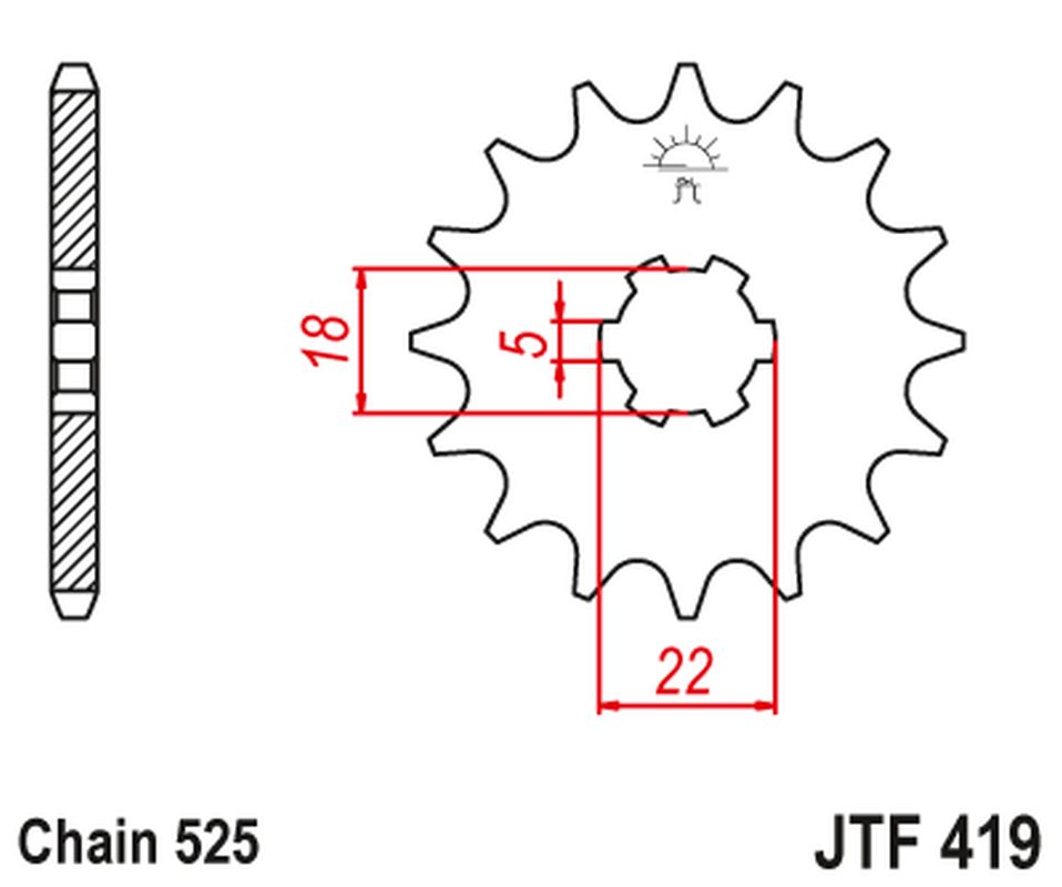 Front Sprocket 419 15 SUZUKI GT 250 '73-'78, TS 250 '73-'75 (41915JT) (Chain. 525), JT Sprockets