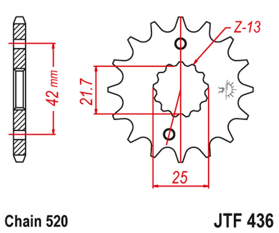 Front Sprocket 438 14 SUZUKI GSX 400 F '81-'86, RG 250 GAMMA '83-'88 (43814JT) (Chain. 520) - CAN REPLACE JTF565.14, JT Sprockets