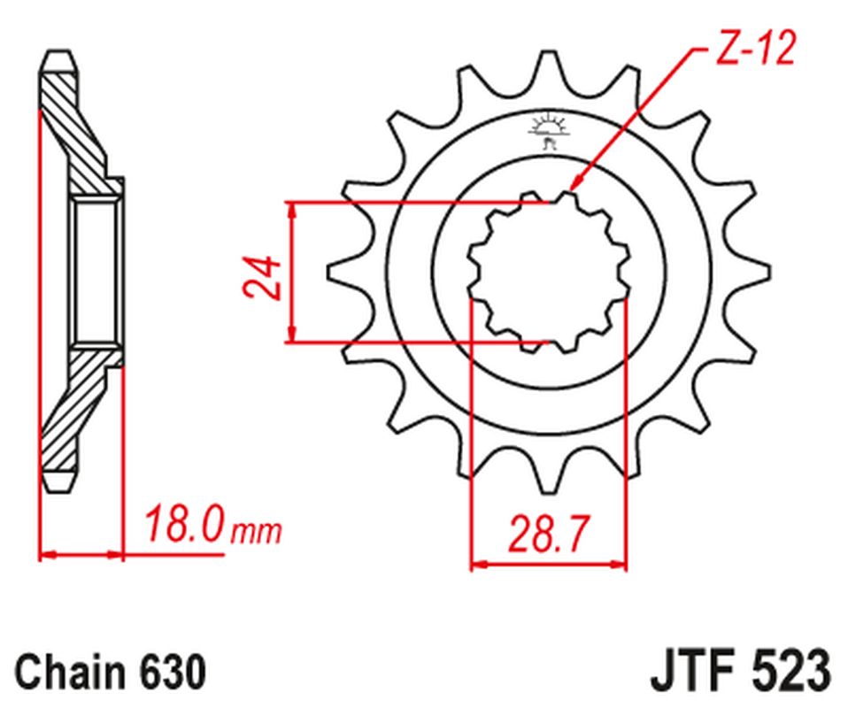 Front Sprocket 524 15 KAWASAKI GPZ 1100 '83-85' (52415JT) (Chain. 630), JT Sprockets