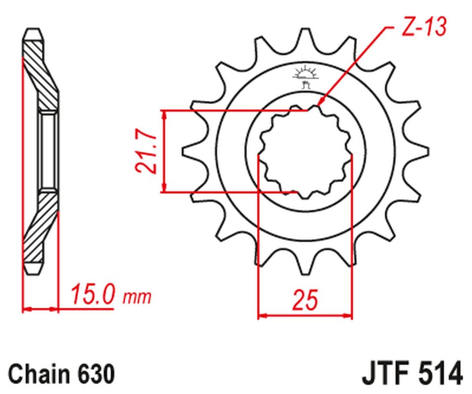Front Sprocket 528 15 KAWASAKI GPZ 750 UNITRACK '82-'89 (ZX750A1-A5) (52815JT) (Chain. 630), JT Sprockets