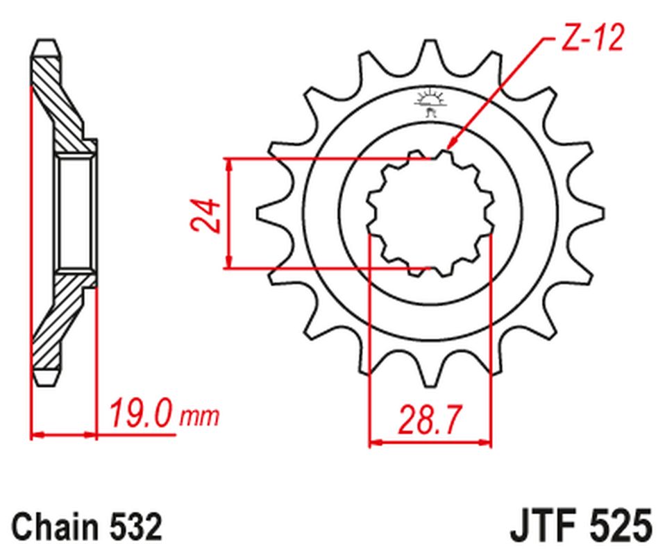 Front Sprocket 529 17 KAWASAKI ZX 10 B1-B3 TOMCAT '88-90' (52917JT) (Chain. 532), JT Sprockets