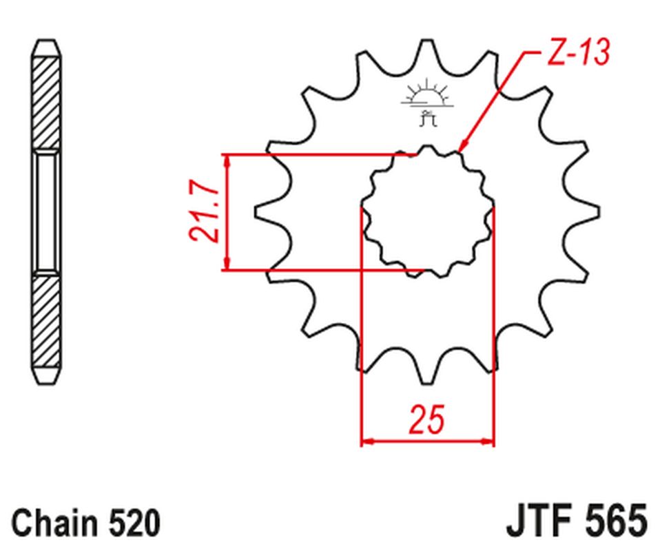 Front Sprocket 565 17 SUZUKI GS500E '89-'93 (56517JT) (Chain. 520) (+1), JT Sprockets