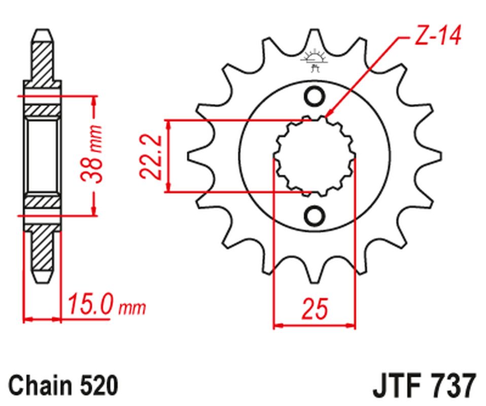 Front Sprocket 7001 14 DUCATI 907 PASO SPORTS '90-'93 (700114JT) (Chain. 520), JT Sprockets