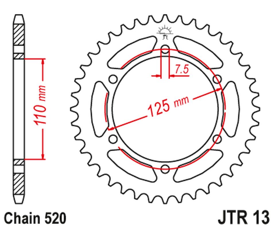 Rear Sprocket 1514 44 CAGIVA 125 FRECCIA '88-'89, BLUES '87-'95 (151444JT) (Chain. 520) , JT Sprockets