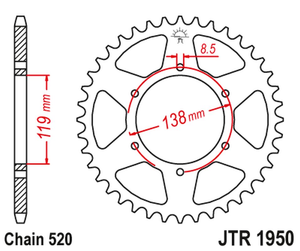 Rear Sprocket 213 48 HUSABERG FC/FE/MX 350/400/499/501/600 '92-99' (21348JT) (Chain520), JT Sprockets