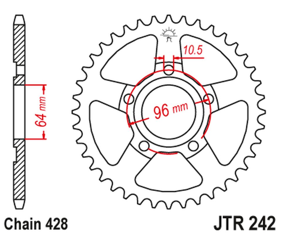 Rear Sprocket 242 53 HONDA XL 125 R '82-87' (24253JT) (Chain. 428), JT Sprockets