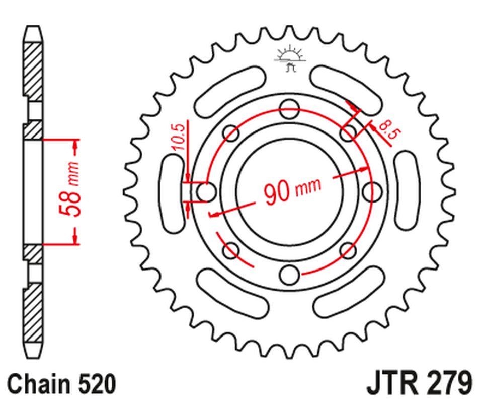 Rear Sprocket 279 30 HONDA CB 250 TWO FIFTY, NIGHTHAWK '92-'02, CMX250 REBEL (27931JT) (Chain. 520), JT Sprockets