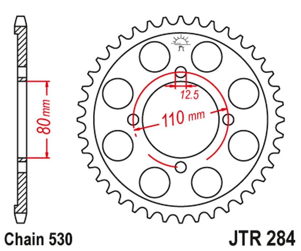 Rear Sprocket 284 43 HONDA CB 650 Z,A,B,C '79-'82 (28443JT) (Chain. 530), JT Sprockets