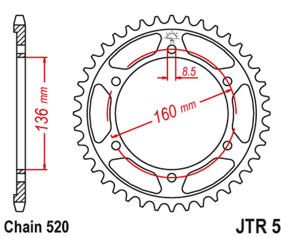Rear Sprocket 3552 47 BMW F650 APRILIA PEGASO 650 '92-'04 355247JTZBK) (Chain. 520) COLOR BLACK, JT Sprockets
