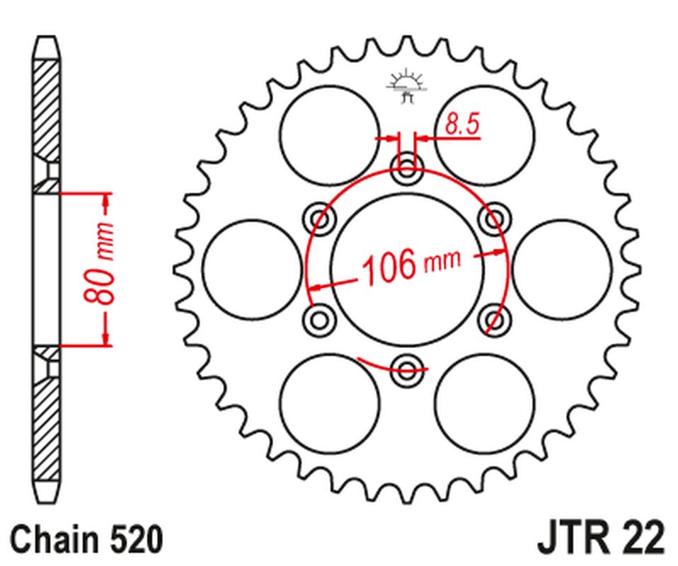 Rear Sprocket 3560 45 APRILIA SX 125 '08-'12, MX 125 '04-'07 (356045JT) (Chain. 520), JT Sprockets