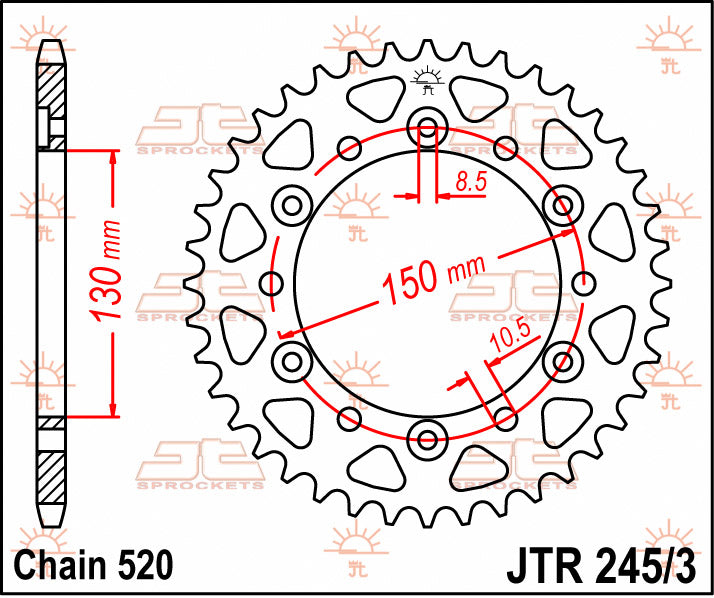 Rear Sprocket 4309 45 HONDA NX 650 '88-'90 (430945JT) (Chain. 520), JT Sprockets