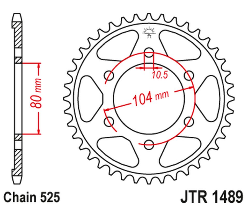 Rear Sprocket 4359 42 KAWASAKI ZX750R, NINJA, KLZ VERSYS (12-) (435942JT) (Chain. 525) (CZARNA), JT Sprockets
