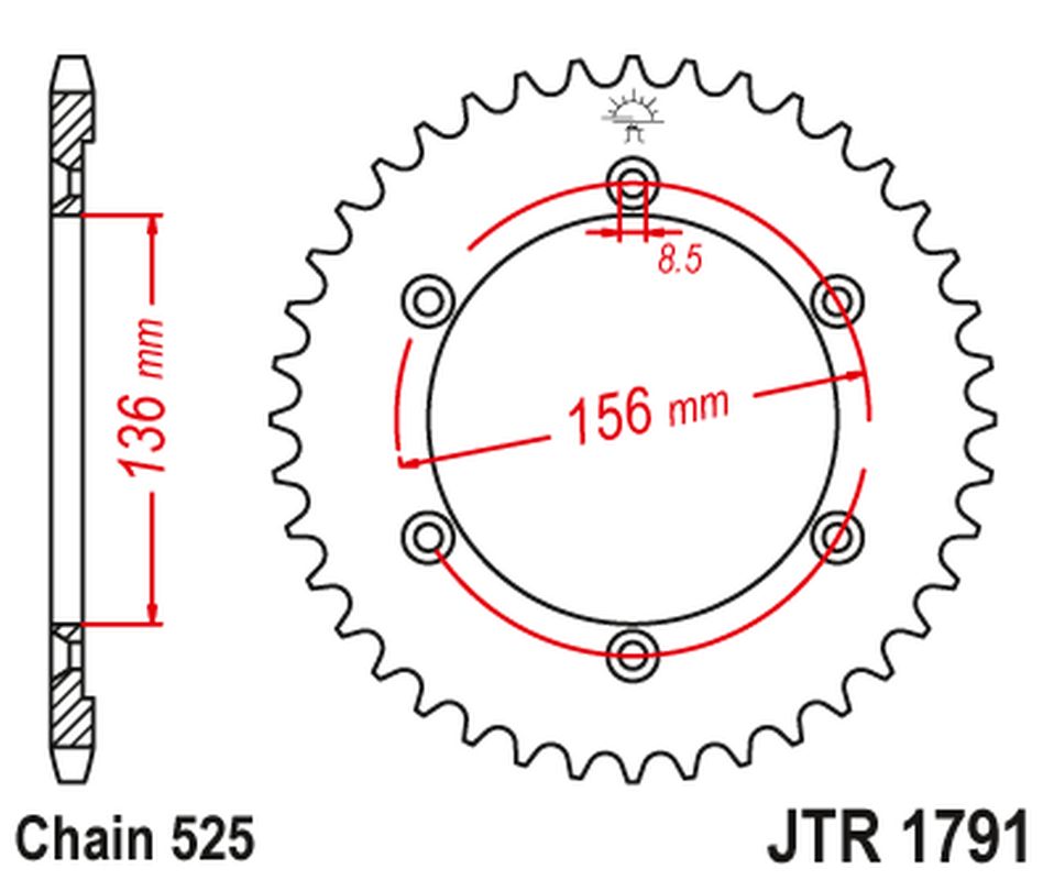 Rear Sprocket 4365 42 SUZUKI DR 650 SE '96-'12 (436542JT) (Chain. 525), JT Sprockets
