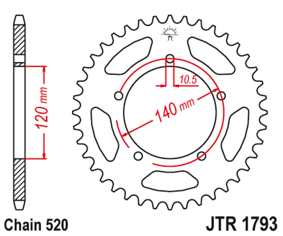 Rear Sprocket 4397 42 TRIUMPH 865 BONEVILLE/THRUXTON '15-'16, SCRAMBLER '16-'17 (439742JT) (Chain. 520), JT Sprockets