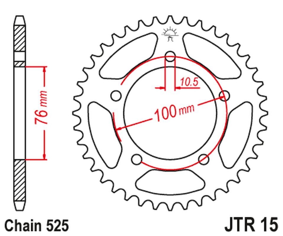 Rear Sprocket 4456 46 BENELLI BN 302 '15-19 445644JT) (Chain. 525), JT Sprockets