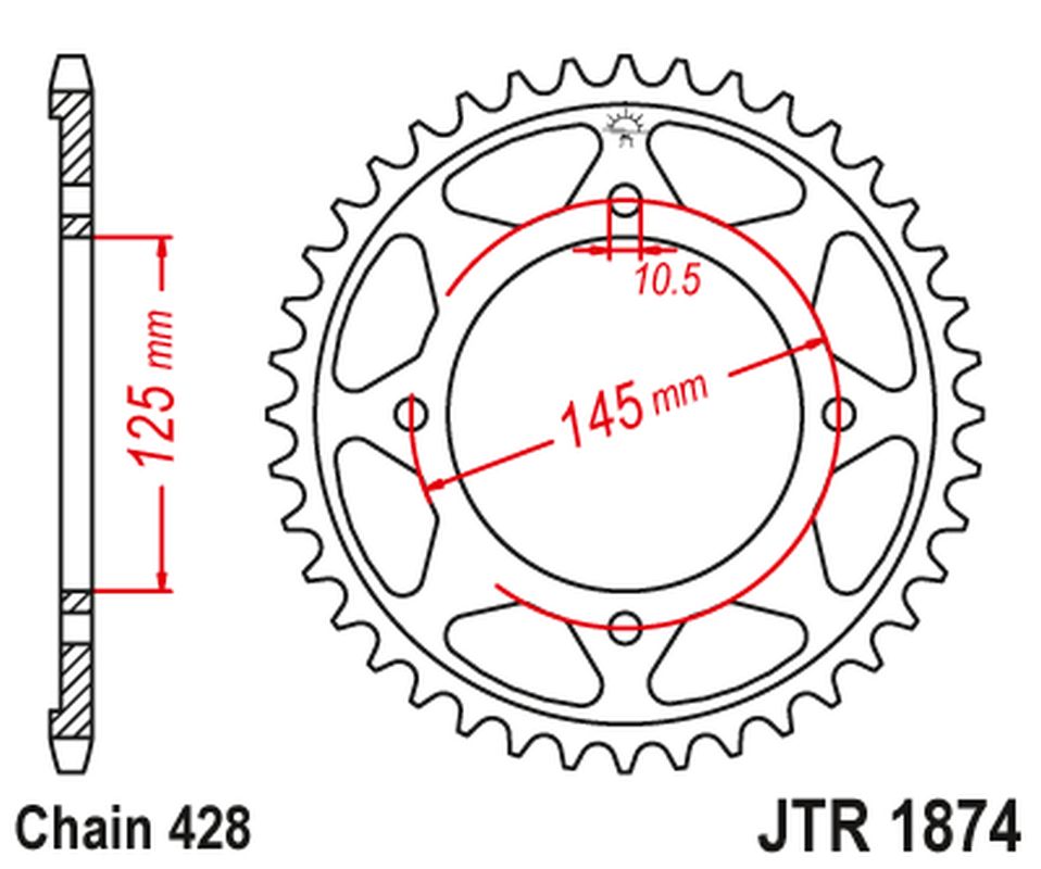 Rear Sprocket 4482 59 YAMAHA XVS 125 DRAG STAR '00-04, XVS 250 DRAG STAR '01-04' (448259JT) (Chain. 428), JT Sprockets