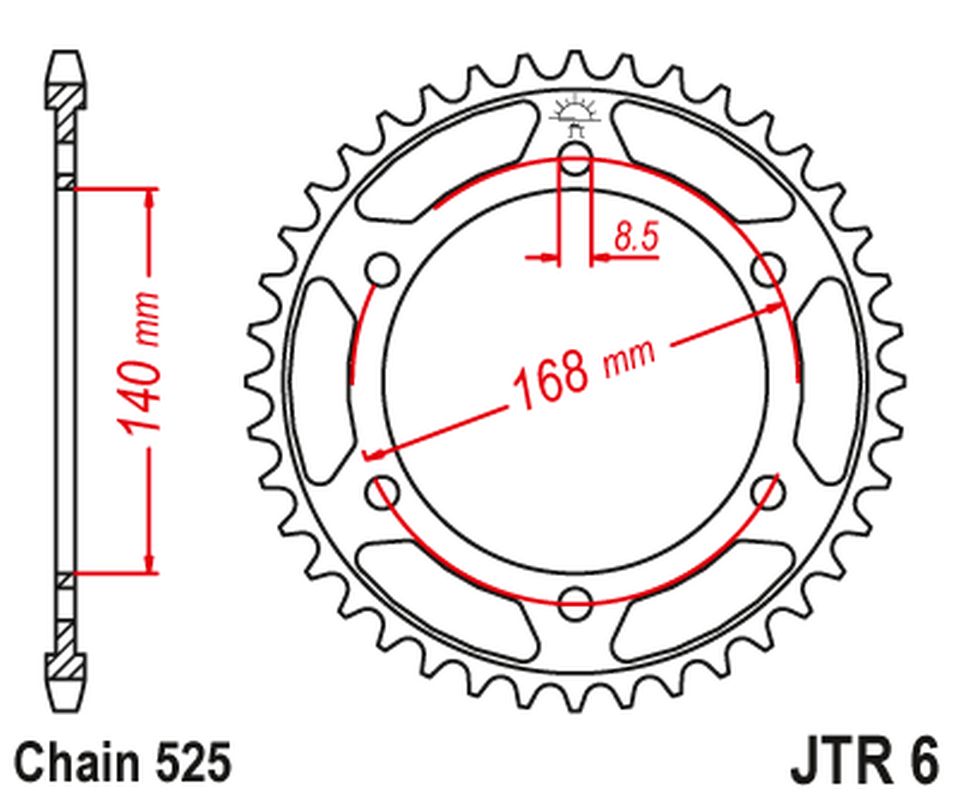 Rear Sprocket 4550 42 BMW F800R (SCREW HOLE 8,5MM) (455042JT) (Chain. 525) CZARNA, JT Sprockets