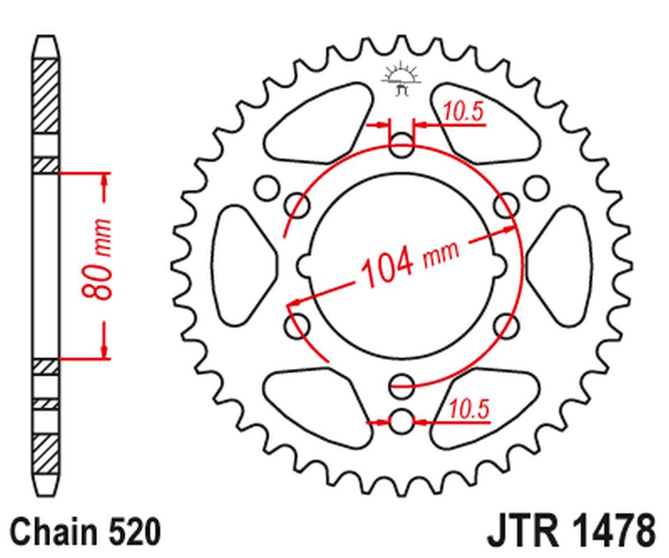 Rear Sprocket 4578 40 POLARIS (457840JT) (CAN BE USED INSTEAD OF 478 40 JTR478.40) (Chain. 520) , JT Sprockets