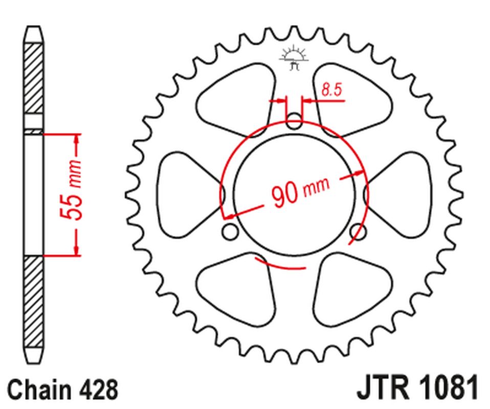 Rear Sprocket 4612 46 RIEJU 125 RS2 NAKED/MATRIX/PRO '06-10'(461246JT) (Chain.428), JT Sprockets