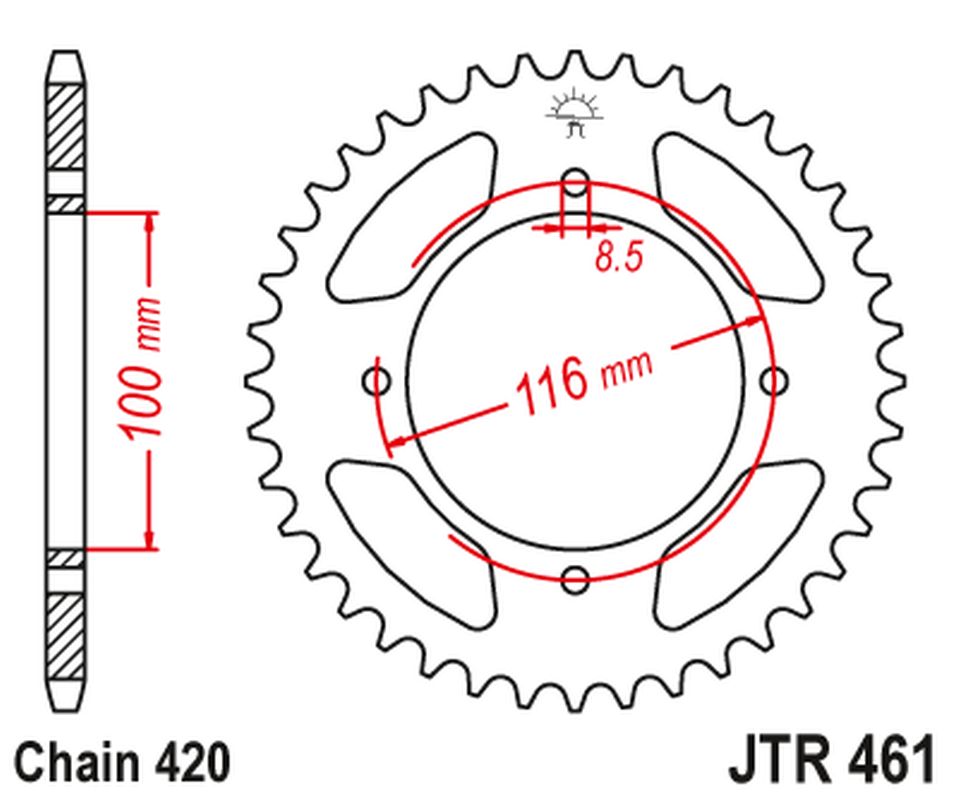 Rear Sprocket 467 48 KAWASAKI KX 80/85 '86-'17 (46748JT) (Chain. 420), JT Sprockets