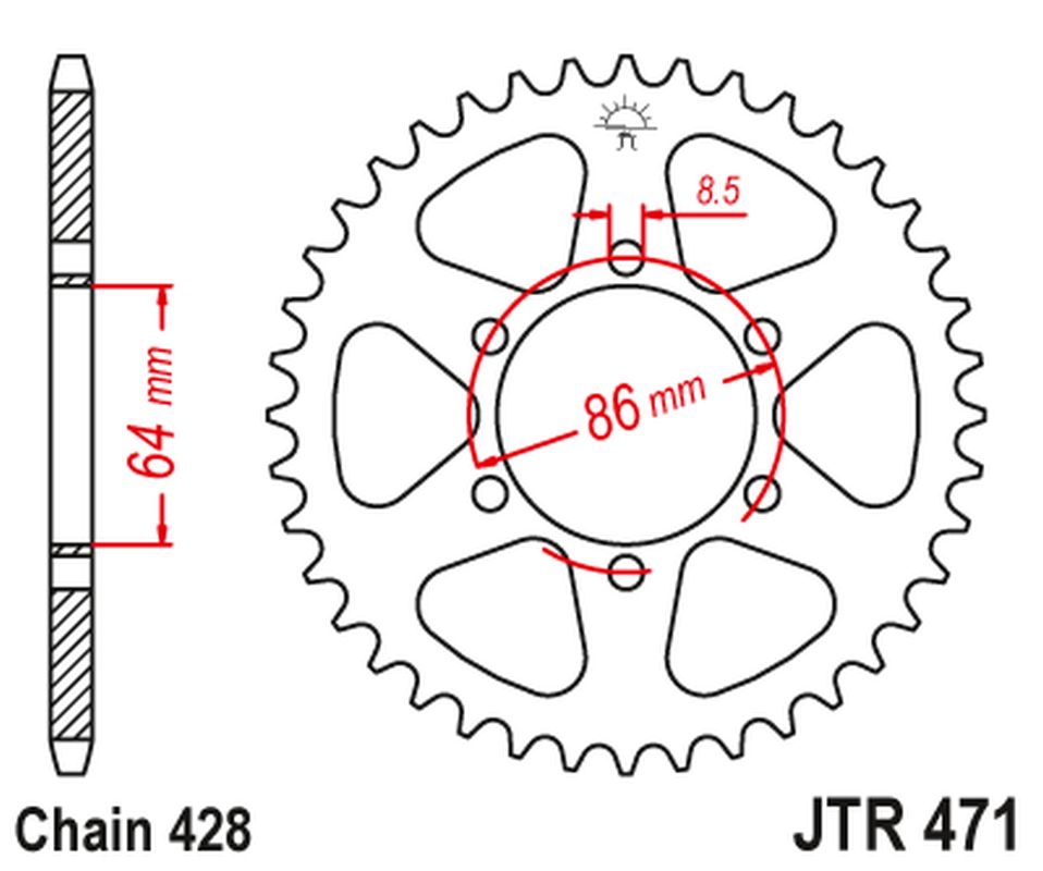 Rear Sprocket 471 50 KAWASAKI KE 125 '76-87', KE 175 '76-78' (47150JT) (Chain.428) , JT Sprockets
