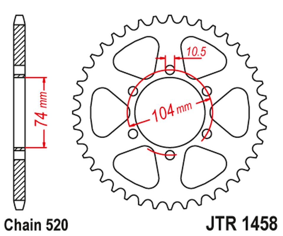 Rear Sprocket 475 40 KAWASAKI KL 250 '77-78', KE 250 '77-79' (47540JT) (Chain520), JT Sprockets