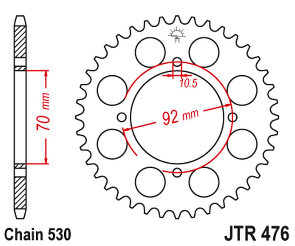 Rear Sprocket 476 44 KAWASAKI GPZ 250 '83-85', Z 250/400/440/500/550 '78-85' (47644JT) (Chain.530), JT Sprockets