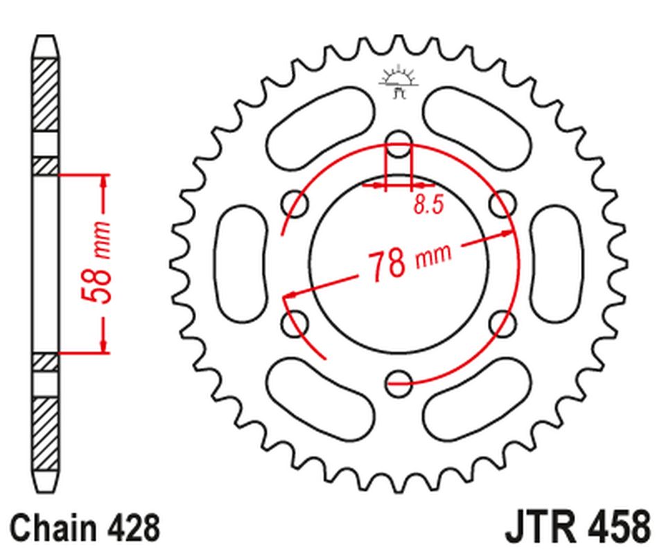 Rear Sprocket 826 40 KAWASAKI KH 100 '93-94', KH 125 '83-94' (6 Holes) (82640JT) (Chain.428) , JT Sprockets