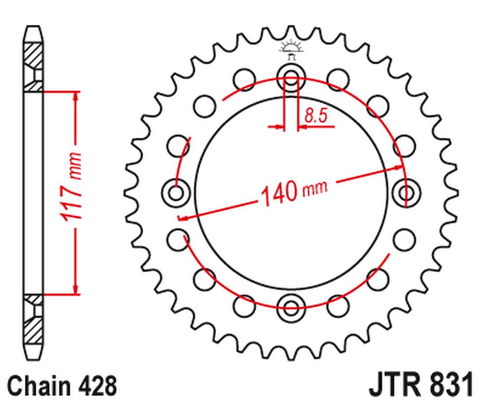 Rear Sprocket 831 46 YAMAHA YZ 80L/S '84, '86-92 (83146JT) (Chain. 428), JT Sprockets