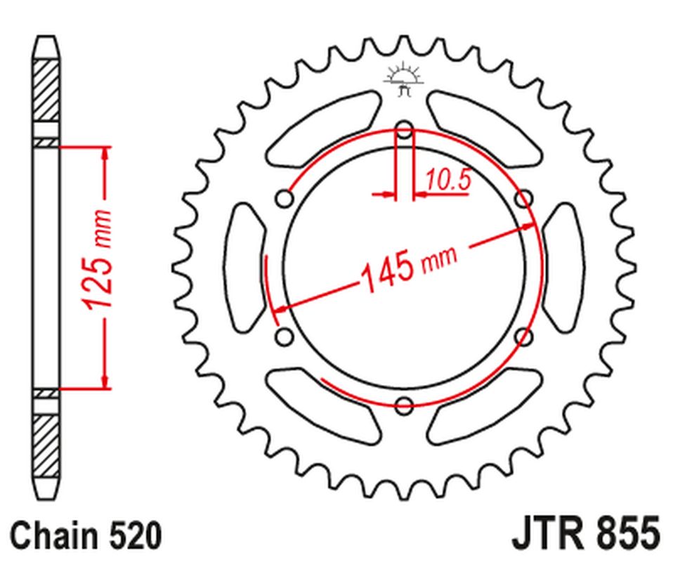 Rear Sprocket 866 46 YAMAHA XTZ 750 89-98 (3LD) (86645JTZBK) (Chain. 520) COLOR BLACK, JT Sprockets