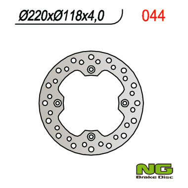 Brake disc (rotor) rear SUZUKI DR 350 ''99, DR 250 '96-00, DRZ 250 '01-07, TS 125 '89-'94 (220X118X4MM) (4x10,5MM), NG Brakes