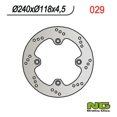 Brake disc (rotor) rear SUZUKI DR 650 S/SE '96-'11, XF 650 FREEWIND '97-02, (240X118X4,5MM) (4X10,5MM), NG Brakes