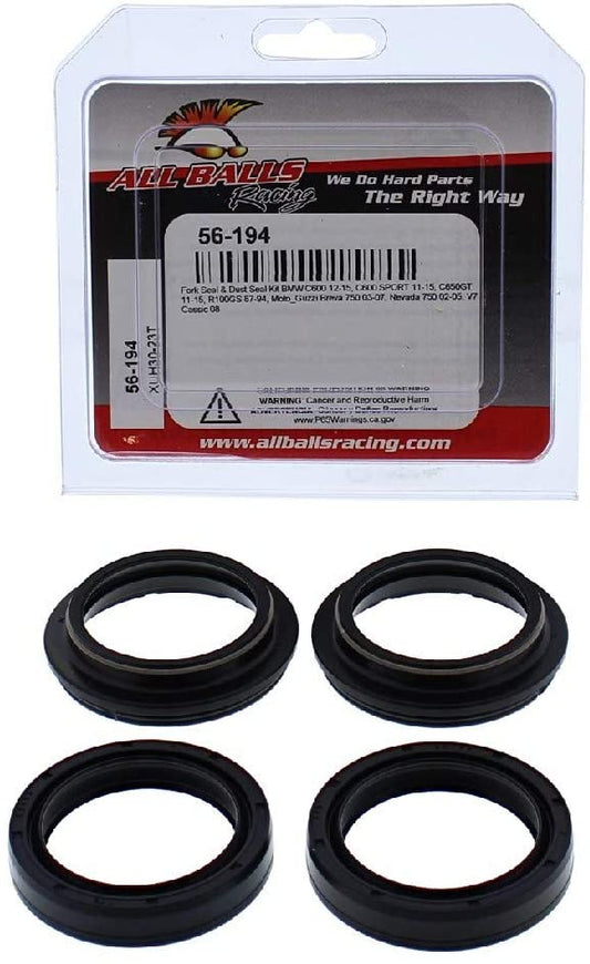Fork Seal & Dust Seal Kit BMW C600 11-15, C650GT 11-15, R100GS 87-94, MOTO GUZZI BREVA 750 03-07, NEVADA 750 02-05, V7 CASS, All Balls