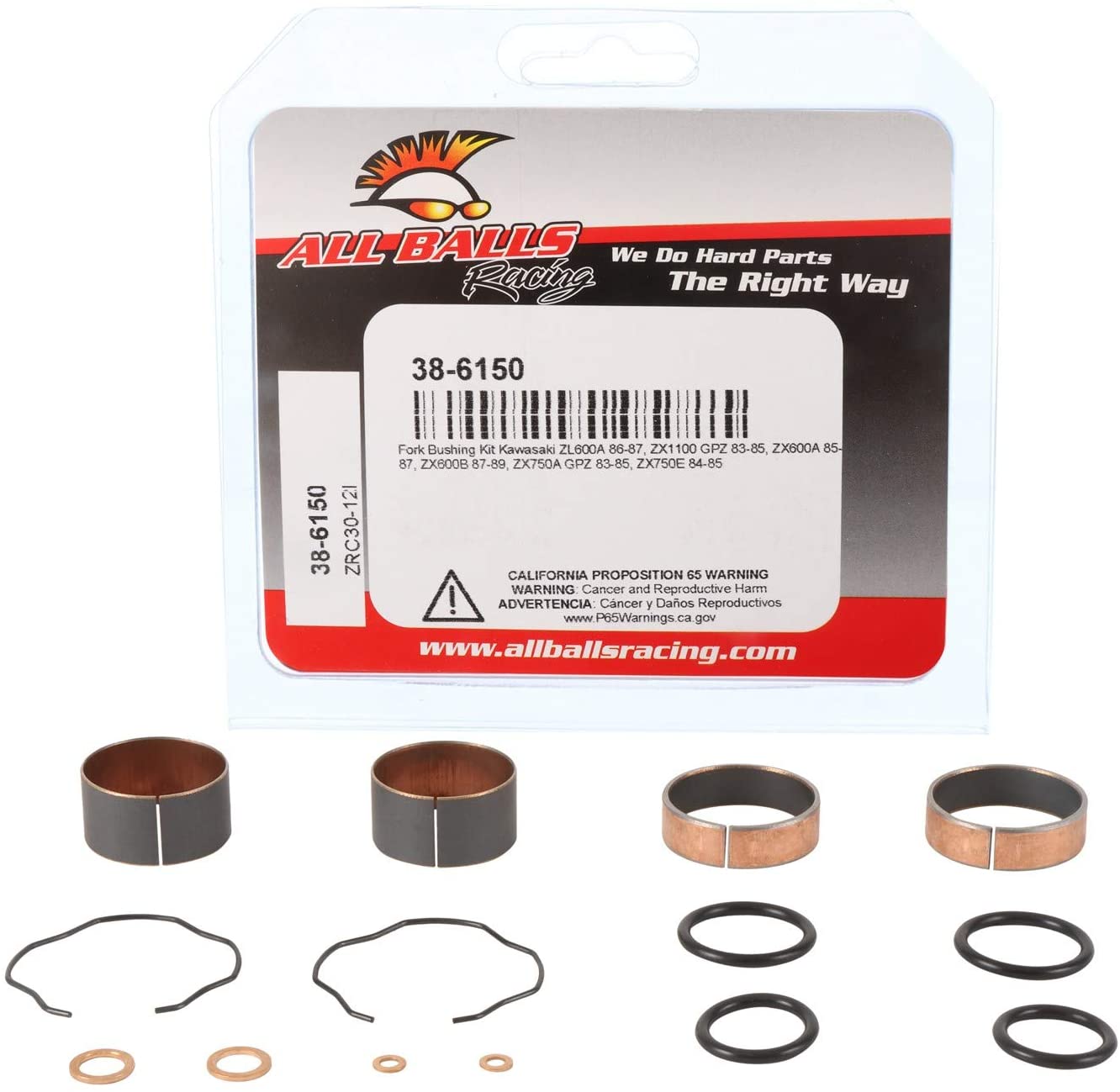Fork Bushing Kit KAWASAKI ZL600A 86-87, ZX1100 GPZ 83-85, ZX600A 85-87, ZX600B 87-89, ZX750A GPZ 83-85, ZX750E 84-85, YAMAHA YZFR3 19, All Balls