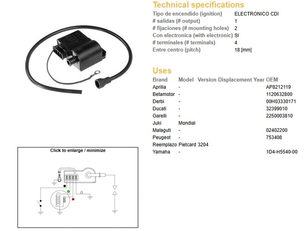 IGNITION MODULE APRILIA BETAMOTOR DERBI DUCATI GARELLI MALAGUTI PEUGEOT YAMAHA, DZE