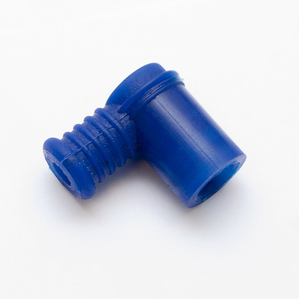 SPARK PLUG CAP SILICONE SHORT, WATERPROOF, 90 DEGREE ANGLE, BARREL (BLUE), DZE
