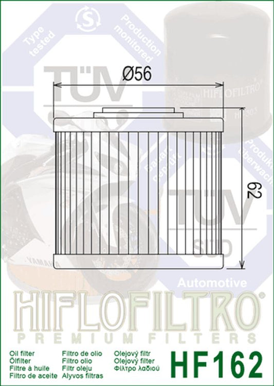 Oil filter HF 162 BMW R 1300 GS '22-'24 (OEM: 11427105320), Hiflo