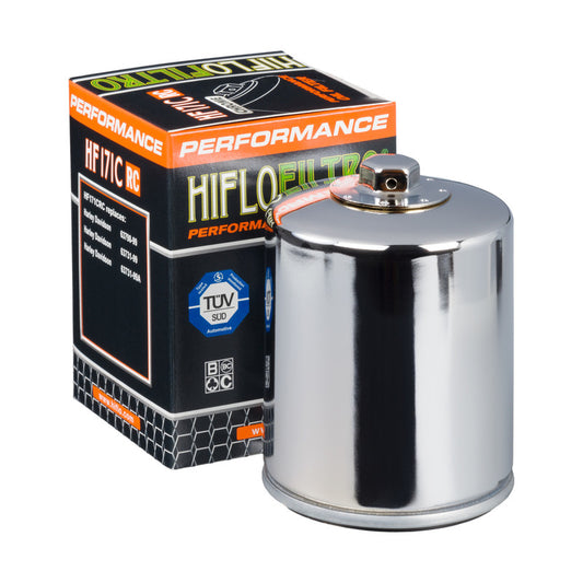 Oil filter HF 171 HARLEY-DAVIDSON / BUELL Nut 17MM (RACING Chrome plated) (50), Hiflo