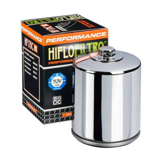 Oil filter HF170CRC RACING HARLEY-DAVIDSON Chrome plated, Hiflo