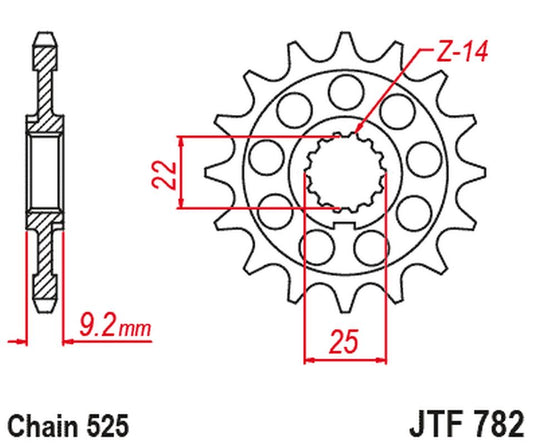 Front Sprocket 2129 16 BENELLI LEONCIO 800 '22-'23, TORNADO 900 '02-'08, TNT 1130 '04-'11, TRE 1130 K '11-'17 (212916JT) (Chain. 525) (OEM: 210186090000), JT Sprockets